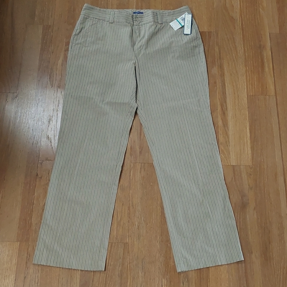 Dockers NWT Womens 16 Tan with Stripes Original Fit Regular Rise Fiona